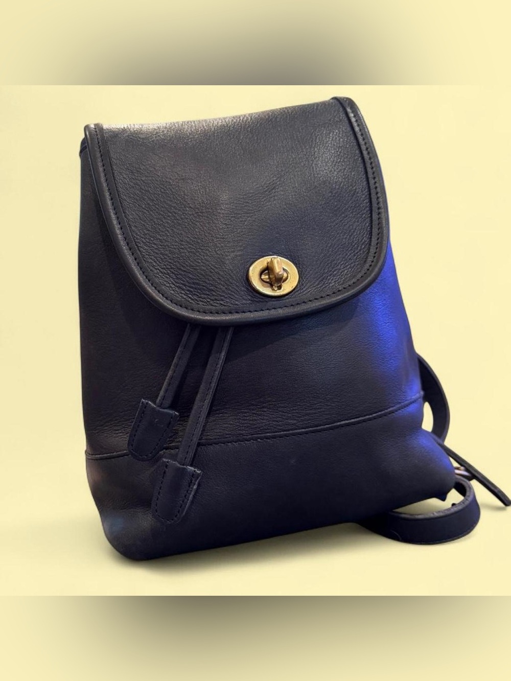 Vintage COACH 9960 Daypack Navy Leather Drawstring Mini Backpack Y2K - Picture 2 of 7